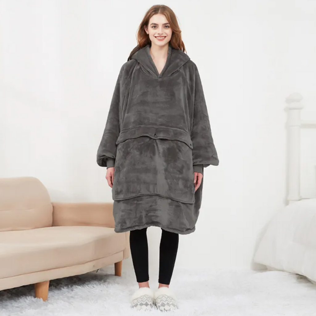 USB Heated Oversized Sherpa Hoodie Blanket