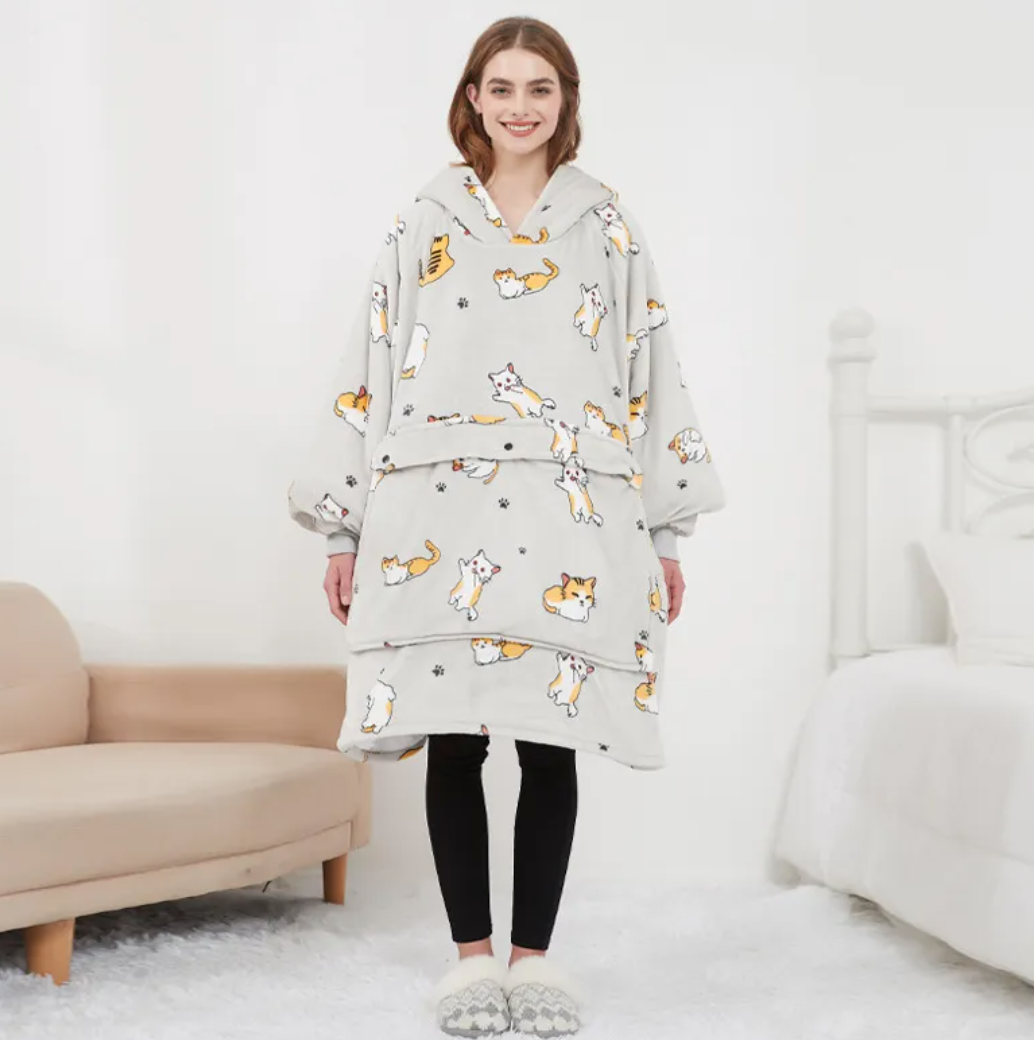 USB Heated Oversized Sherpa Hoodie Blanket