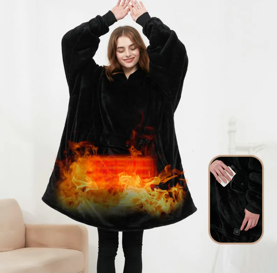 USB Heated Oversized Sherpa Hoodie Blanket