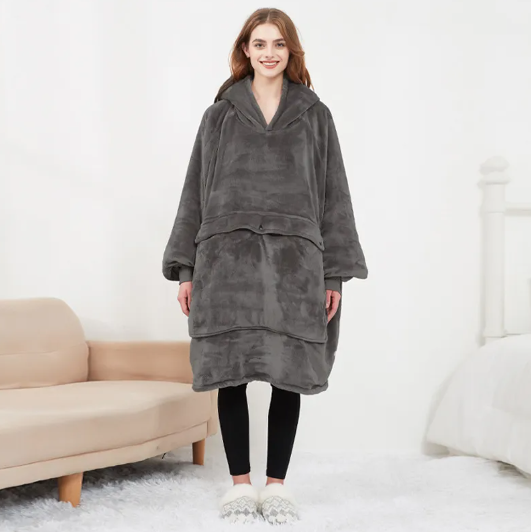 USB Heated Oversized Sherpa Hoodie Blanket
