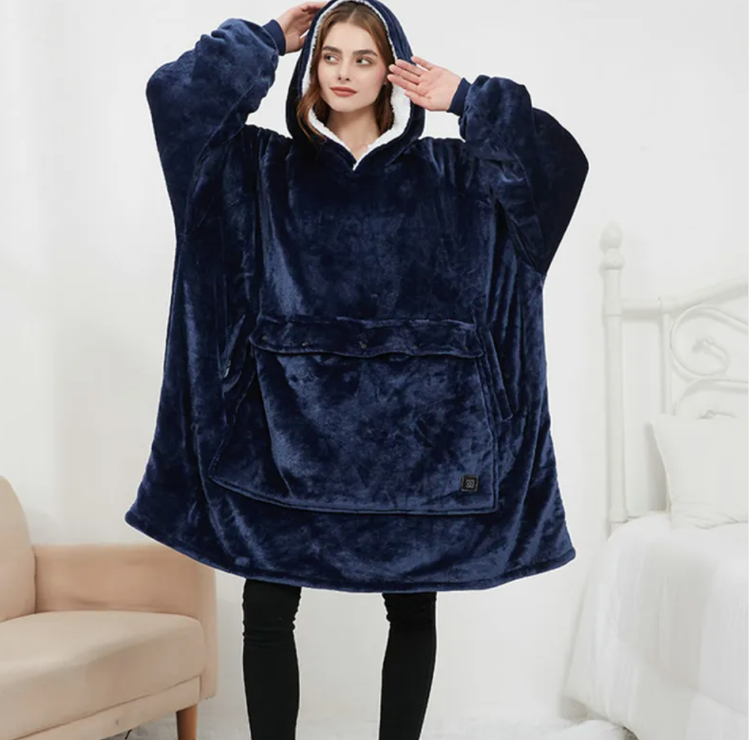 USB Heated Oversized Sherpa Hoodie Blanket